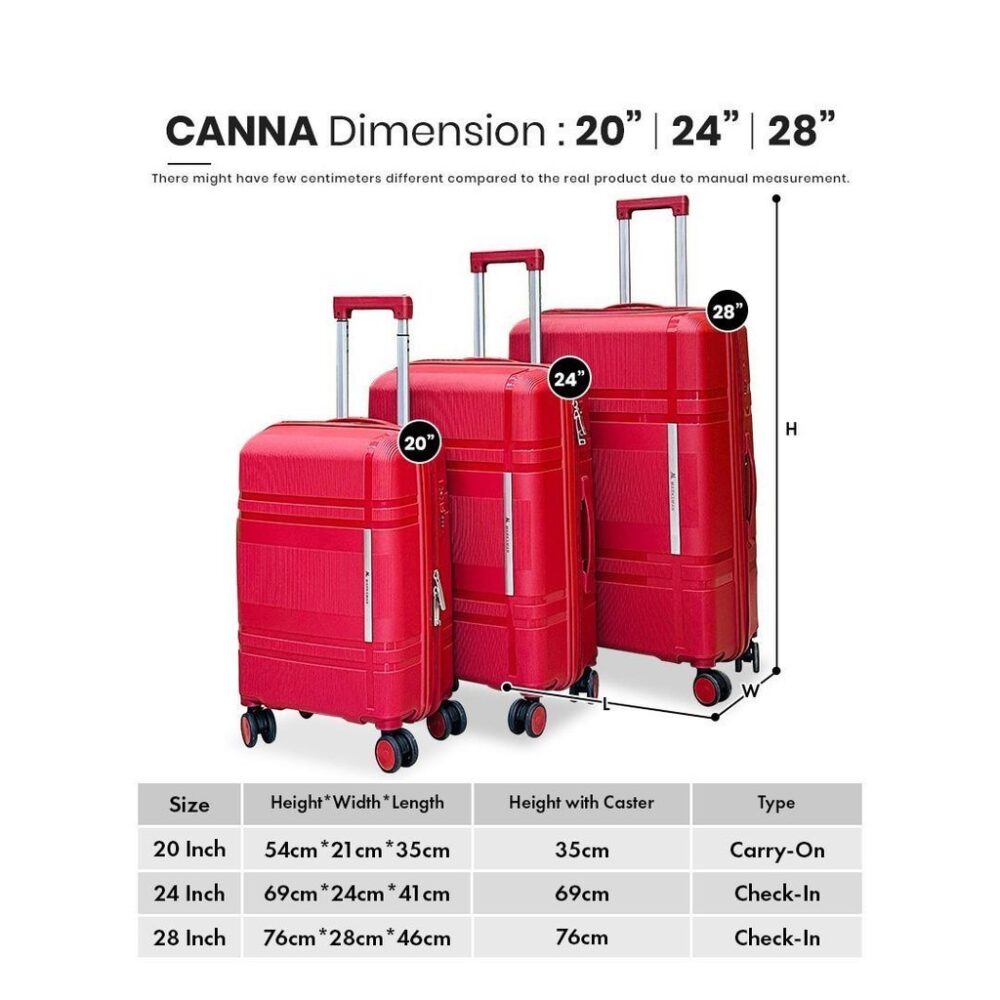 10yrs Warranty Canna Travel Luggage 20/24 inches PP Material Unbreakable Luggage Bags - Image 4