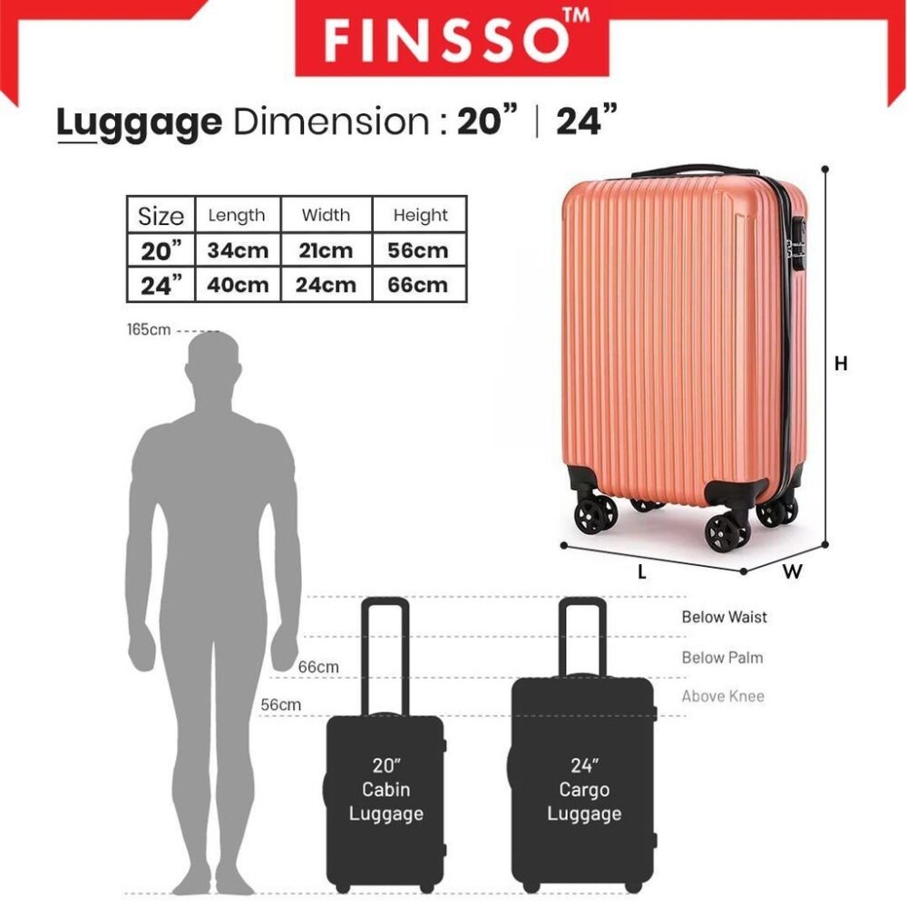 Travel Luggage ANCORE ABS Material Bag 20/24 inch Beg Bagasi Lightweight 4 Wheels 360 Rotation Luggage Bags - Image 8