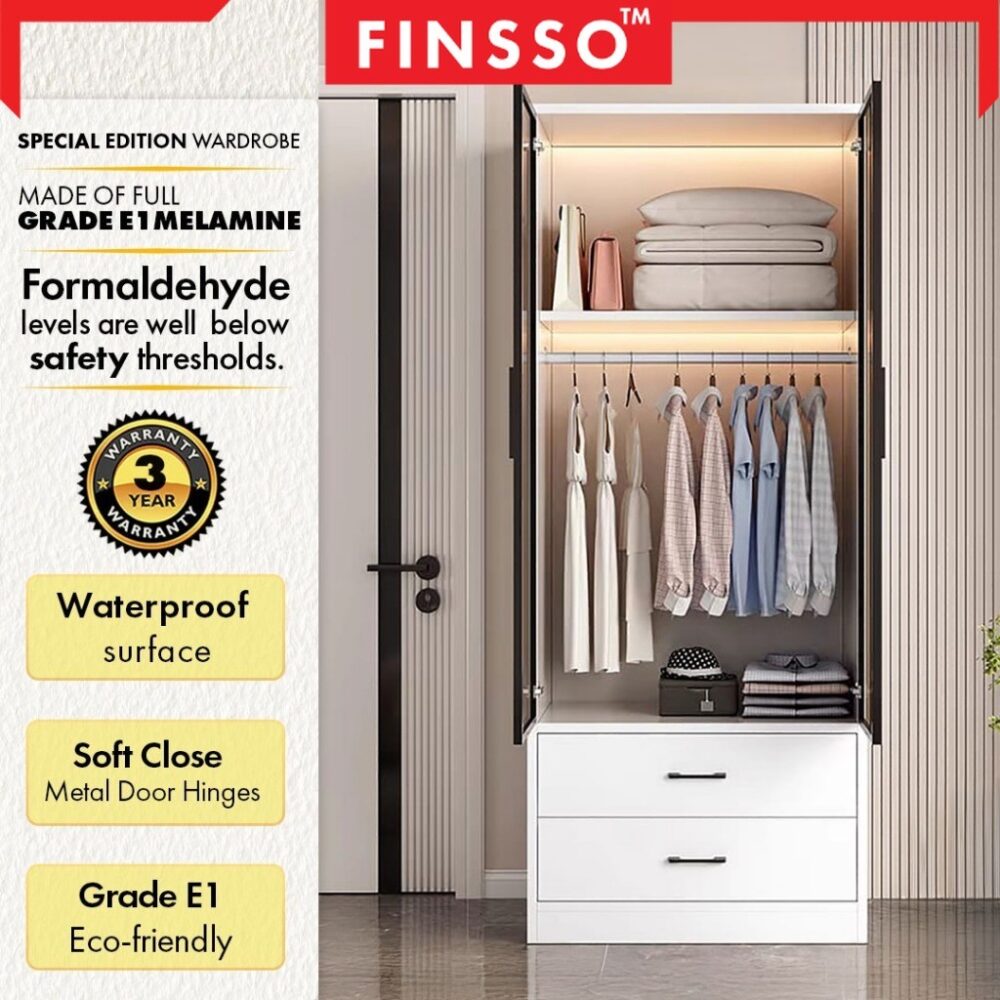 E1 Grade Big Size Umia Aluminium Glass Wardrobe /almari baju with E1 Board (customize available) - Image 5