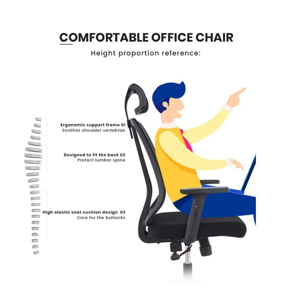 Memory Foam + Heavy Duty ergonomic office chair suitable for 100kg and above [Model:320 ] - Image 2