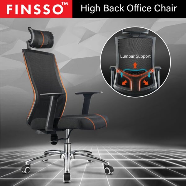 WHYTE Med Back Mesh Swivel Office Chair With Large Headrest Kerusi Pejabat / 办公椅