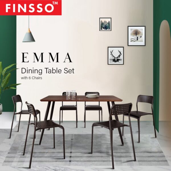 Emma Dining Table Set With Charlotte Dining Chairs / Set Meja Makan