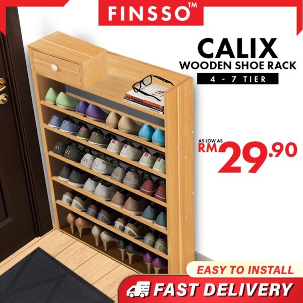 Calix Wooden Shoe Rack / Shoe Cabinet /Rak Kasut / Kabinet Kasut