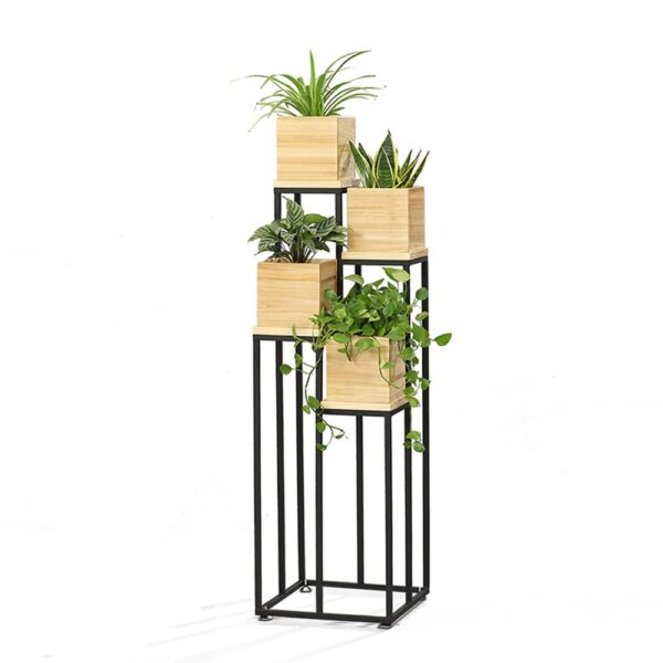 PLANT DECORATION SHELF WITH WOOD PIECES