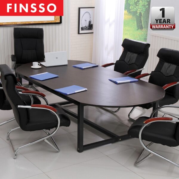 180cm x 120cm x 73 cm 6-8 Person Frame Boat Shaped Office Meeting Table Black Frame