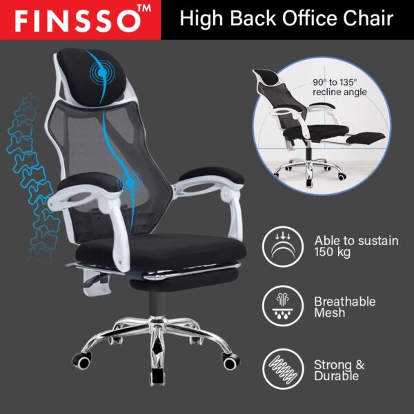 Mesh High Back Reclining Lock Office Chair With Hidden Leg Rest - Kerusi Pejabat