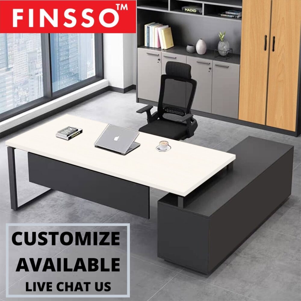 CEO OFFICE TABLE WITH RACK / Director table with rack / Meja Boss ...