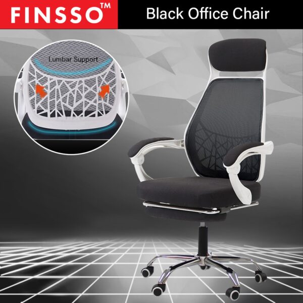 Office Chair With Leg Rest - Fagelbo Black / White Frame Designer High Mesh Back
