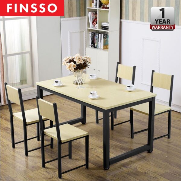 CONTEMPORARY White/Black Steel Rectangular Design Dining Table