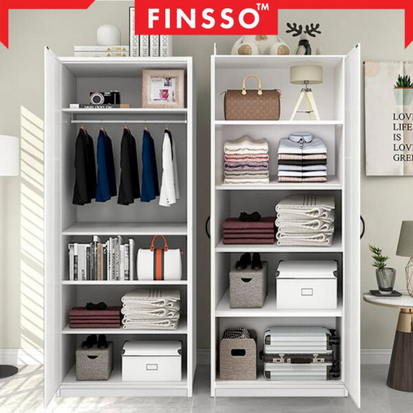 2IN1 Design  2 Door 5 Tier with Tudung Hanging Wooden Wardrobe /Almari Baju (2 Cara Pasang, 2 Design in 1 Item)