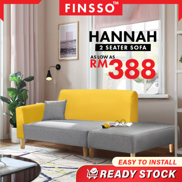 Hannah 2- Seater Velvet Sofa with stool FREE 2 Small Pillows - Affordable