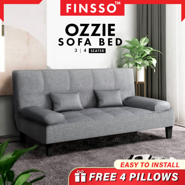 OZZIE Foldable Sofa Bed 3 / 4 Seater Sofa with Pillow with 1 Year Warranty