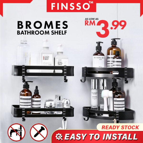 Stainless Steel Multi-Usage Bromes rak sabun bilik mandi /Toilet Rack / rak bilik mandi (free glue & holder)