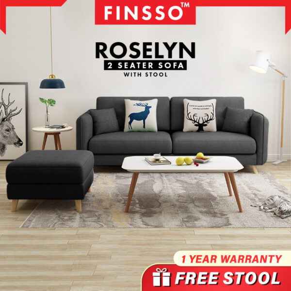 ROSELYN FREE Stool & Pillow 2 Seater Sofa Home & Living Room Furniture Sofa Berkualiti & Murah