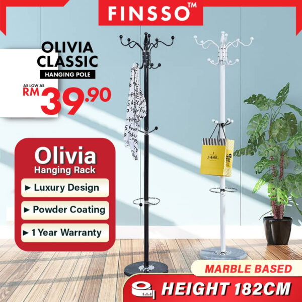 1 Year Warranty Luxury Hanging Pole Rack Height 182CM High Quality Olivia / Coat Hanger / Stand cloth Rack / Gantungan