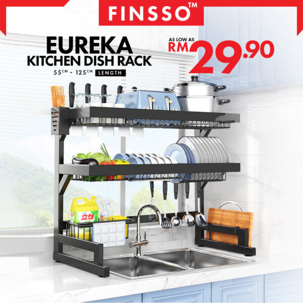 Eureka Rack Rak Pinggan Sinki / Stainless Steel Rak Dapur Drying Rack Dish Kitchen Organizer Rack Dish Drainer