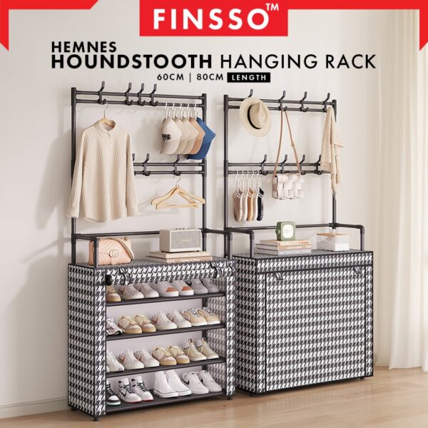 HEMNES-HOUNDSTOOTH Shoe Rack / rak baju + rak kasut 2 in 1
