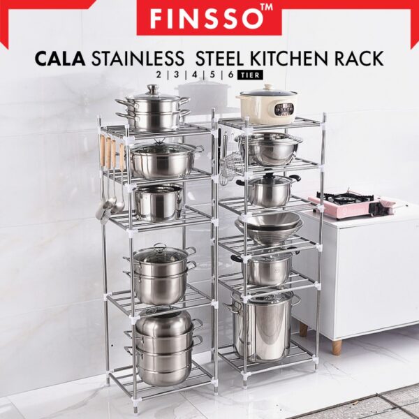 Cala Steel Pot Storage Shelf Collapsible Kitchen Accessories Dish Rack Holders Kitchenware Pan Cover