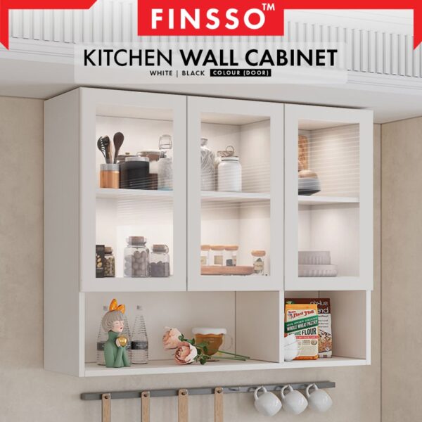 Multifunctional Kitchen Glass Wall Shelves Cabinet