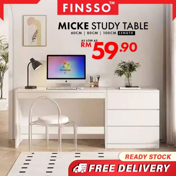 Study Table Meja belajar Computer Table/Chest drawer/Modern Office Desk / Micke room concept