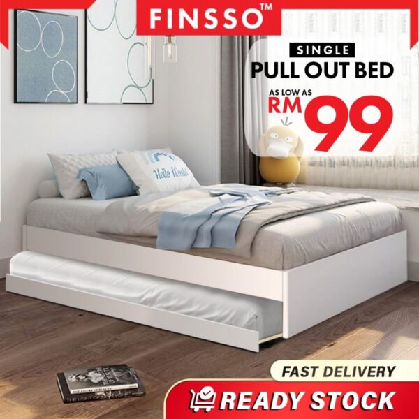 SNOW SERIES SINGLE PULL OUT BED / Wooden Single Bed frame