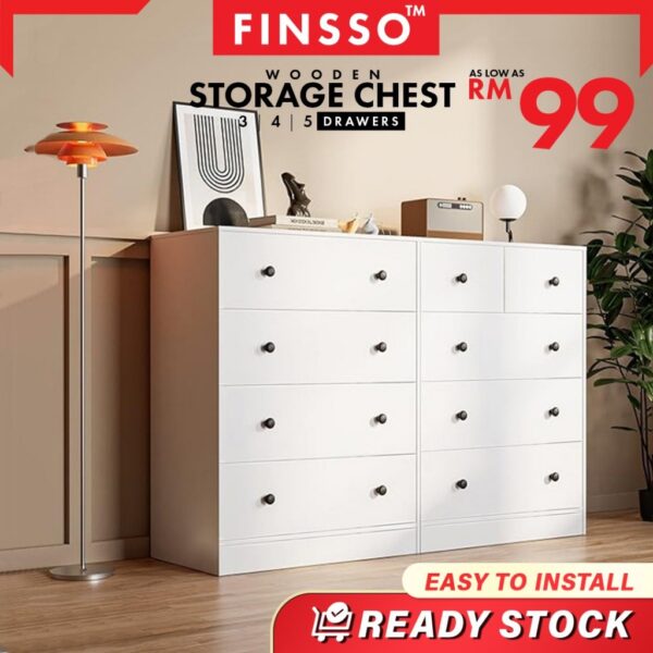 XL Size 5 / 4 Chest Drawer Clothes Storage With Knob/ Almari Baju - Laci Baju / Wardrobe