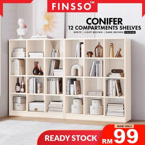 Conifer Extra Thick BookShelf / Book Rack /Divider Cabinet with 12 Compartments/Rak buku