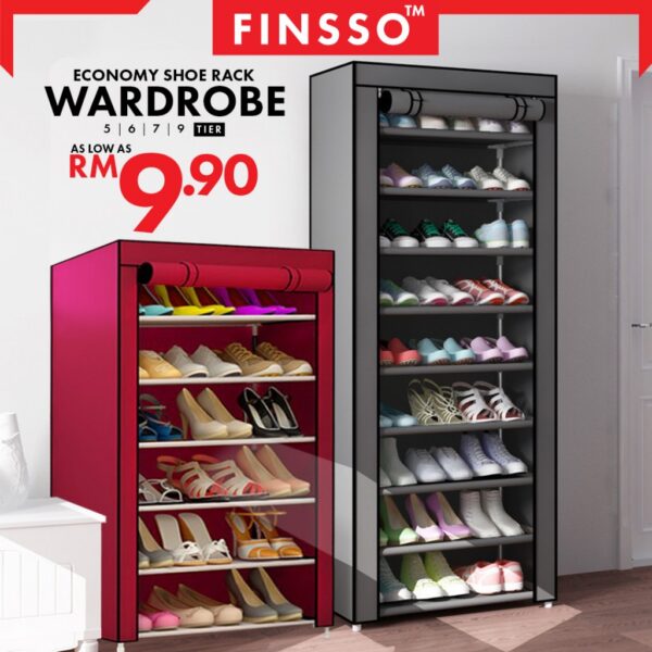 Multilayer Shoe Rack Dustproof Multilayer Cabinet Shelf Storage Rak Kasut