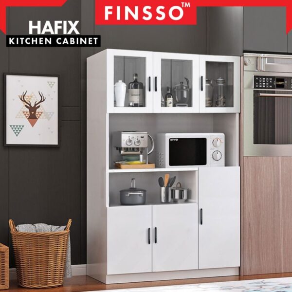Hafix Kitchen Cabinet with Top & Bottom Enclosed Cabinet Space Modern / almari dapur / kabinet dapur