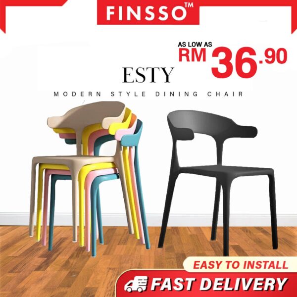ESTY Designer SIMPLE & STRONG Dining Chair / kerusi meja makan / kerusi plastik
