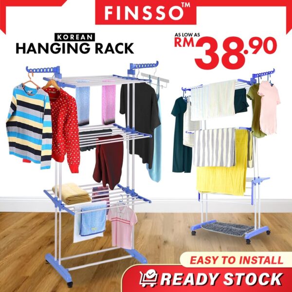 Stock Clearance  Korean Hanging Rack / Ampaian Baju/ Foldable Drying Rack Stainless Steel /Rak Baju