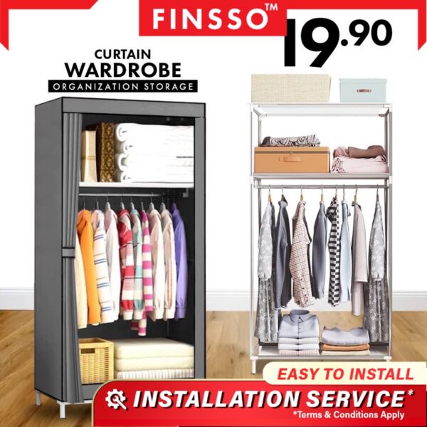 Wardrobe S Size / Almari Baju Rak Baju Clothes Organization Storage Rack Cabinet / Almari Kain