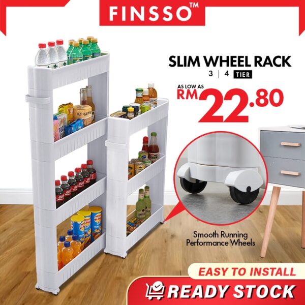 NEW ARRIVAL  Space Savers-3 Tier Slim Wheel Kitchen/ Trolley /Bathroom Rack Organizer Shelf / Rak Dapur