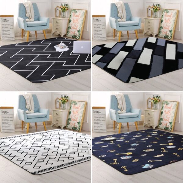 Low Pile Soft & Comfort Black - White Rug Tatami Carpet 120cm x 190cm