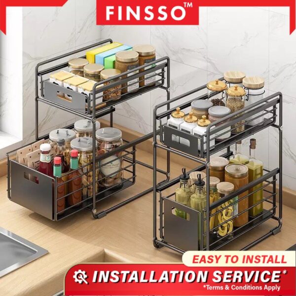 Storage Rack Spice Rack Under Sink Rack Kitchen Organizer Rak Dapur Rak Bawah