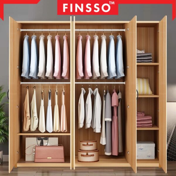 4 door wooden wardrobe/2door multifunctional wardrobe WITH 2 hanging pole