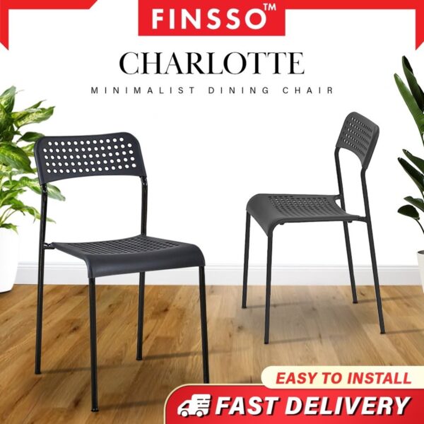 High Quality CHARLOTTE Plastic Chair + Steel Leg /dining chair/ kerusi meja makan