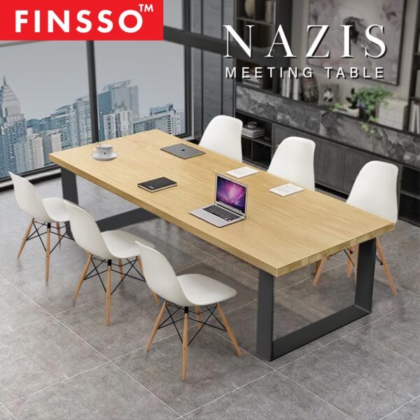 Nazis Solid Rubber Wood Meeting Table Set With 6 Eames Chairs