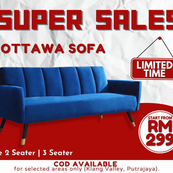 [Free Shipping] Ottawa Luxury Sofa Royal Velvet Fabric Harga Murah | 2/3 Seater |Sofa Mewah Kain Baldu