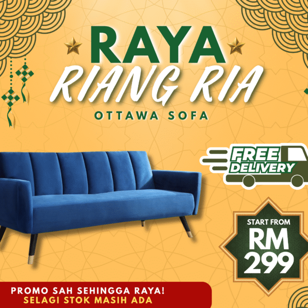 [Free Shipping] Ottawa Luxury Sofa Royal Velvet Fabric Harga Murah | 2/3 Seater |Sofa Mewah Kain Baldu