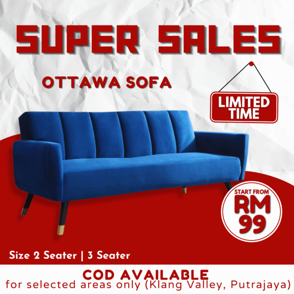 [Free Shipping] Ottawa Luxury Sofa Royal Velvet Fabric Harga Murah | 2/3 Seater |Sofa Mewah Kain Baldu