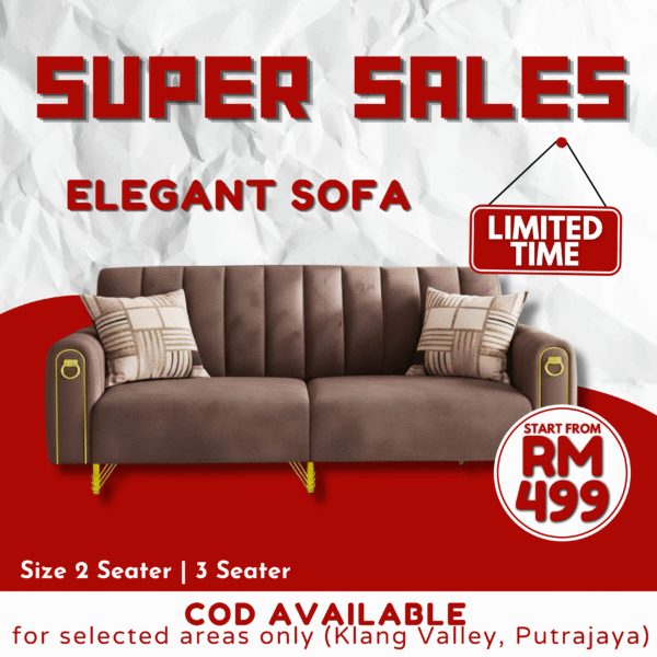 [Free Shipping] Sofa Mewah Moden 3/2 Tempat Duduk - Kain Velvet (Baldu) Premium, Anti-Scratch & Mudah Dibersihkan | Elegant