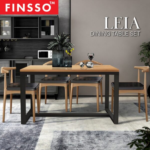 LEIA Solid Rubber Wood Dining Table / Sets with 4 Dining Chairs/Nazis chair/Study Table/Office Table