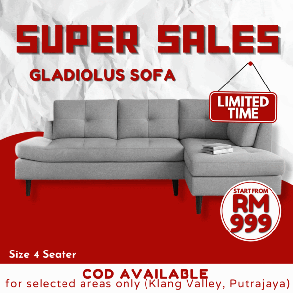 [FREE SHIPPING] Gladiolus Premium L-Shape Sofa with Chaise – Modern 4-Seater Comfort & Style