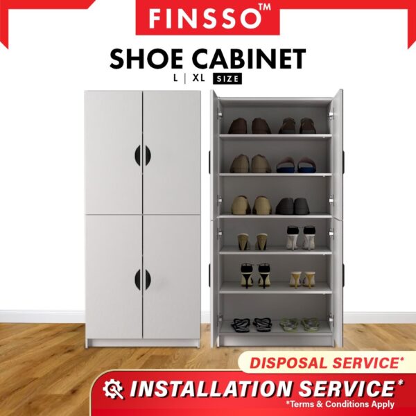 4 door Multifunction Snow Series Shoe Rack / Almari Buku / Shoe Cabinet / Almari Kasut / Wardrobe