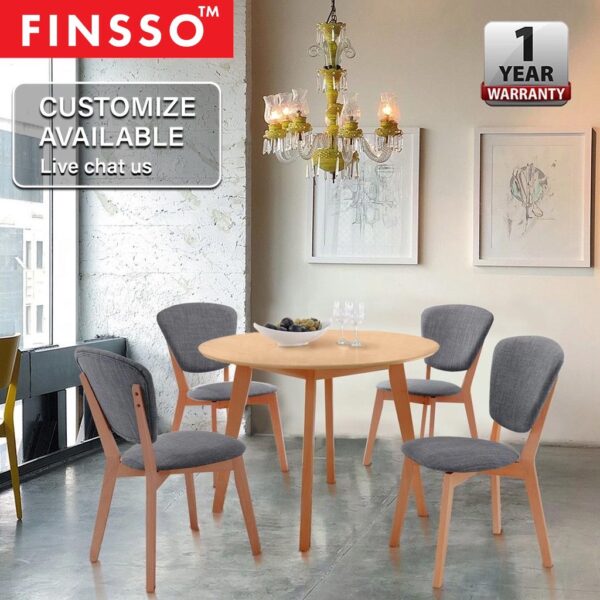 [100cm] Viera Round Solid Wood Dining Table With Dining Chair Set