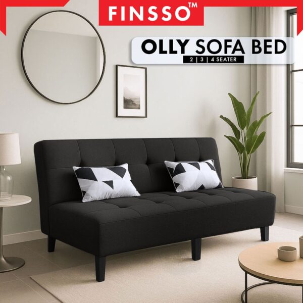 3-in-1 Foldable Canvas Sofa Bed – Save Space, Sleep Comfortably - Black,4- Seater 170 W*70 H