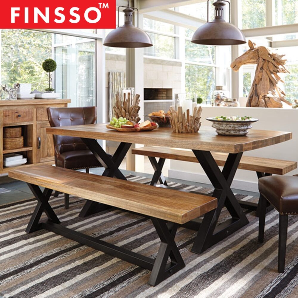 COHEN 5cm Thick Solid Rubber Wood Dining Table / Meja Makan / Study ...