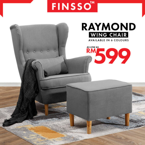 Raymond Nordic Wing chair with Stool & Pillow / Sofa / Chair / 1 seater Sofa