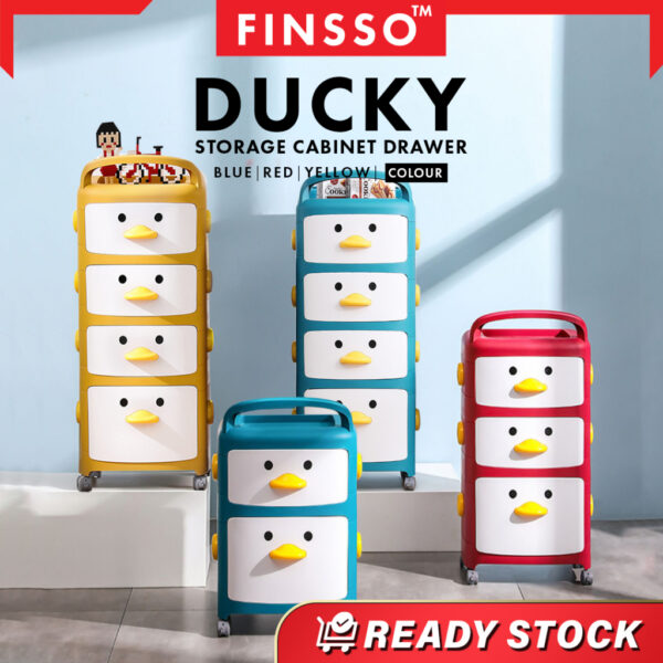 2/3/4 Layers Cartoon Drawer Storage Cabinet Toy Storage Oragnizer Clothes Wardrobe Rack For Kid/Ducky